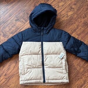 Old Navy Kids Puffer Jacket in Navy and Tan